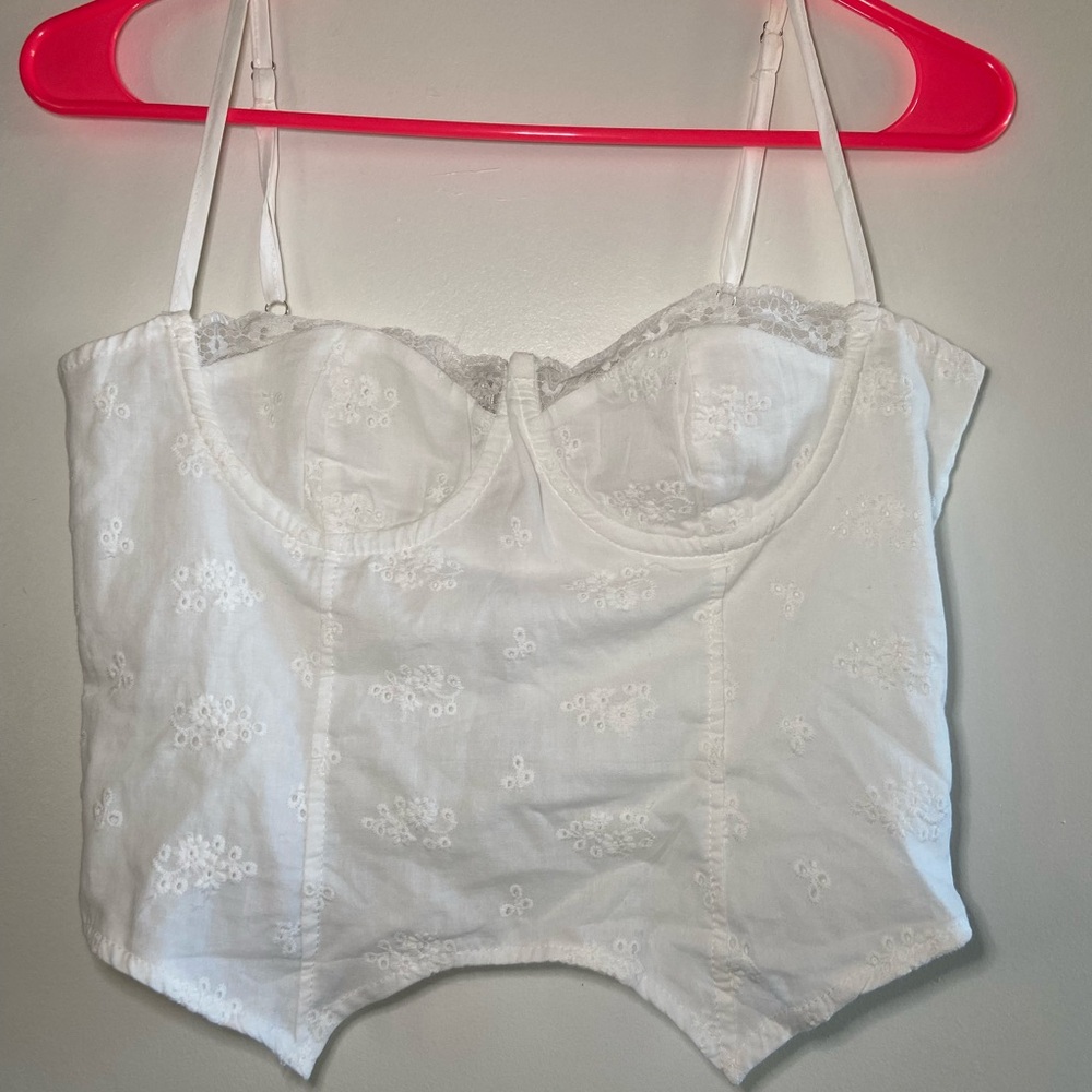 White Embroidered Bustier Top